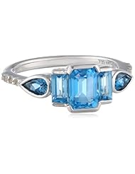 Sterling Silver London Blue Topaz and Swiss Blue Topaz 0.75" Width Ring, Size 7