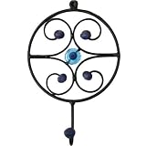Hanging Wall Hooks Single Blue Curls Recycled African Metal/Glass - Bamboula #HRDGPW252B