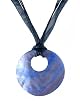 Necklace - N232 - Large Round Shell (2-1/2") hung on 5-Strand Organza Cord ~ Blue