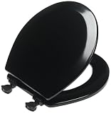 Mayfair 44EC 047 Designer Series Wood Toilet Seat with Easy-Clean Hinges, Round, Black
