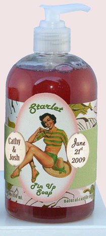 Dolce Mia Starlet Vintage Pin-up Floral Tuberose Natural Liquid Soap with Olive Oil 12 oz. Pump (6 per order) Personalized Gift Favors