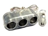 Clear 12V Triple Car Cigarette Cigar Charger Adapter