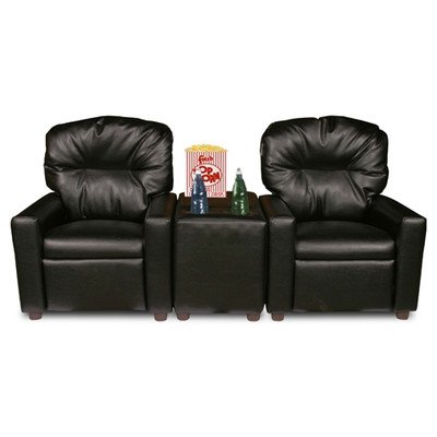 Theater Seating Leather Kid's Recliner Chair Upholstery: Black leather On Sale