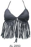 Ladies Lambskin Leather Bikini Top w/Fringe, One Size fits Most