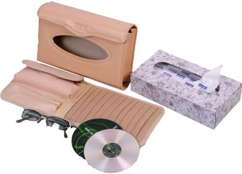 TISSUE BOX w/12 DISC CD VISOR - BEIGE