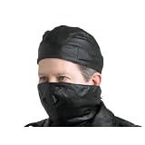 Diamond Plate 2 Piece Solid Genuine Leather Motorcycle Mask and Skull Cap Set