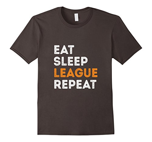 Men's Gamer: LOL Eat Sleep League Repeat gaming T shirt 2016 Large Asphalt