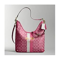 Coach Heritage Stripe Convertiable Hobo Shoulder Bag 13193 Magenta