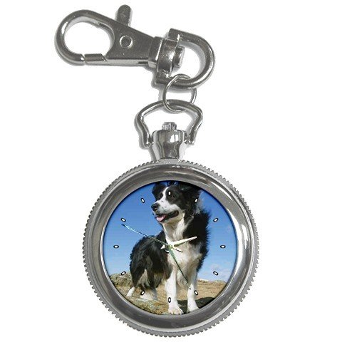 Border Collie Key Chain Pocket Watch
