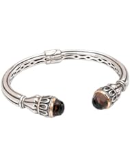 Sterling silver and 18k gold Enchanta Collection smoky quartz cuff bracelet