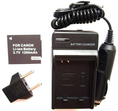 Nextop-1 Canon NB-6L Brand New 1200mAh COMPATIBLE Battery + Compatible Wall & Car Charger (FREE European Adaptor) for Canon NB-6L Battery Canon Powershot SD770 IS, Canon IXUS 85 IS, Canon IXY Digital 25 IS