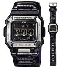CASIO G-Shock Men's Black Digital Watch with Black & Purple Leather Band. Model: G7800L-1