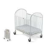Foundations Pinnacle Folding Compact Steel Crib with Foam Mattress, White