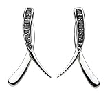 Image of Kit Heath Sterling Silver 30FRBZ Ladies Contemporary Dark Chic Black Cubic Zirconia Crossover Studs