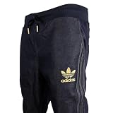 Mens Adidas Originals Cuffed Denim Blue Jeans Tracksuit Bottoms Pants Joggers S