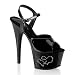 thumbnail: Pleaser Shoes Women's ADORE-709RE-2, 6 1/2'' Stiletto Heel Ankle Strap Platform Sandal W/Rhinestone-Embedded Double Hearts Lettering. from Pleaser