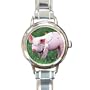 Pig Piglet Round Italian Charm Watch