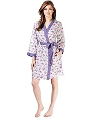 Limited Collection Pure Cotton Floral Wrap Dressing Gown