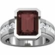 14K White Gold Smoky Quartz and Diamond Ring