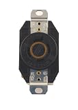 Leviton 2410 20 Amp, 125/250 Volt, L14-20R, 3P, 4W, NEMA Flush Mounting Locking Receptacle, Grounding, V-0-MAX, Black