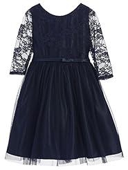 Girls Polyester/Satin/Tulle  Sheer Lace Ballerina  Dress With a Bow(s) and a Sash 