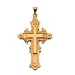 14K Yellow Gold Cross Pendant - 44.00x28.00mm