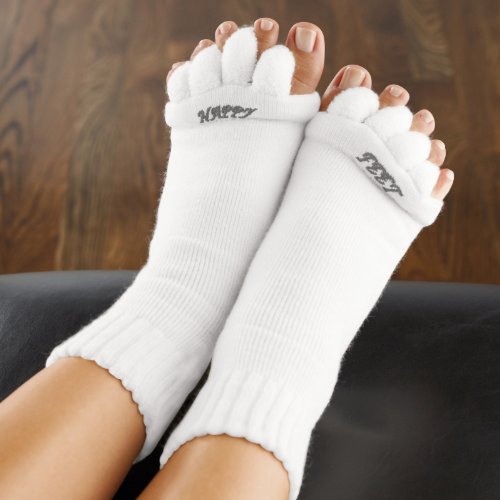 Happy Feet Women’s7-9/Men’s5-7 Original Foot Alignment Socks, WHITE, MEDIUM