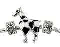 Giraffe Bead and Two Spacer Beads for Charm Bracelet, Pandora-compatible