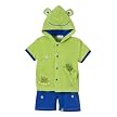 Infant Boys' Baby Togs Frog Swim Trunk with Terry Coverup Blue/Green