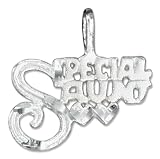 STERLING SILVER DIAMOND CUT SPECIAL AUNT PENDANT WITH TWO HEARTS
