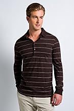 Club Collection Long Sleeve Wide Stripe Cotton/Wool Blend Jersey Polo