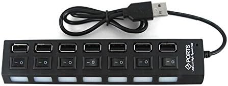 FranLyon 7 Port High Speed USB 2.0 Hub with Individual Power Switches-black