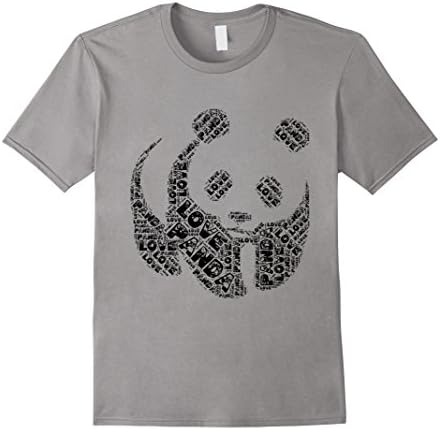 Men's I Love Pandas Word Cloud Cute Panda Bear Lover Shirt Tee XL Slate