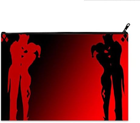 Woman Zipper Closure Coin Purse Pouch Cosmetic Makeup Bags With Harely Quinn and Joker Print