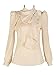 Choies Women's Ruffle Plain Long Sleeve High Neck Loose Beige Shirt Blouse