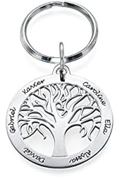 Personalized Family Tree Keychain in Sterling Silver - Custom Made with Any Name!