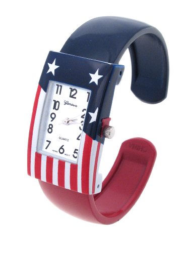 Geneva Platinum American Flag Watch