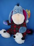 Retired Disney Bedtime Buddy 12" Plush Winnie the Pooh Eeyore in PJ's with Nightcap and Lamb Slippers with Tags Attached