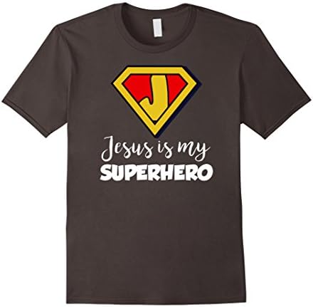 Men's Jesus Is My Superhero Your My Super Hero Gospel T Shirt Large Asphalt