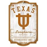 Texas Longhorns Wood Sign - College Vault Quality Graphics Antique Matte Finish Laminate Top