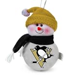 Pack of 3 NHL Pittsburgh Penguins Plush Snowman Christmas Ornaments 6"