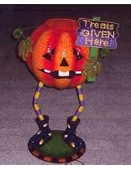 Buy 28 inch Pumpkin Man Treats Given Here Candy Dish by Drainage Industries