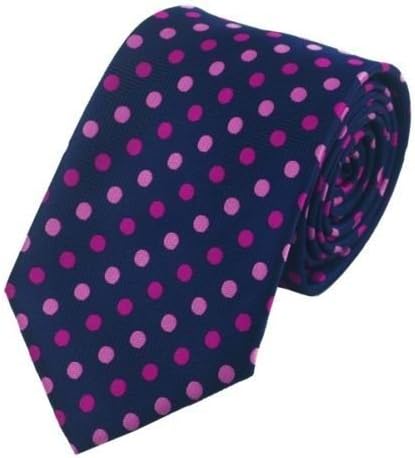 Somchai Collection :New Classic 100% Silk Necktie, Handkerchief and Cufflinks Set - Pink Polka Dots