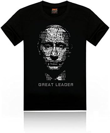 Men's Cool Cacual Russia Putin Printing O-Neck Short Sleeve T-Shirt Black