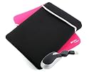 DURAGADGET Black & Pink Reversible Neoprene Laptop notebook  Sleeve / Case and Mini Mouse set for Toshiba Satellite L500 / L500D D