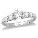 14k White Gold Round Diamond Engagement Ring w/ Round Sidestones (1/2 ct center, 1 cttw, G-H Color, I1 Clarity)
