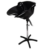 Portable Deep Basin Shampoo Sink with Drain - Black - Adjustable Height