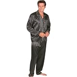 Del Rossa Classic Satin Pajama Set and Sleep Mask, Steel Grey Small (A0752STLSM)