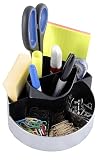 41Oa4GMYiFL. SL160  Kantek Rotating Desk Organizer, Plastic, 6 x 5.75 x 4.5 Inches, Black/Silver