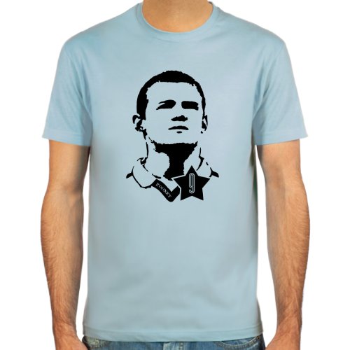 T-Shirt Wayne Rooney ::: Farbauswahl: skyblue, sand, weiß oder deepred ::: Größen: S-XL ::: Fußball-Kult